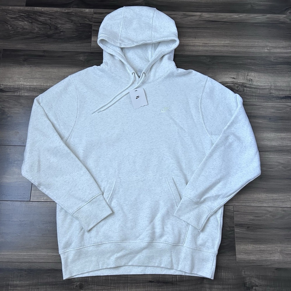 Nike Pullover Hoodie Logo Birch Heather Fleece Men's Size Large FN3859-051 New